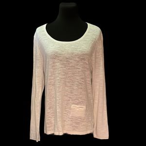 J Jill M Petite White Linen-Cotton Blend Long Sleeve Lightweight Sweater Top